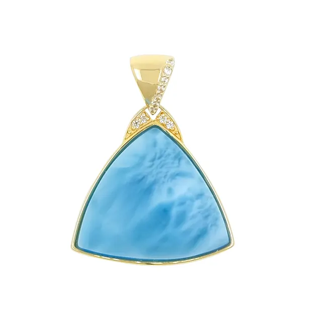 Colgante de larimar, trillón (17 x 19 mm), 2,6 cm, Oro 375 | Marco Schreier