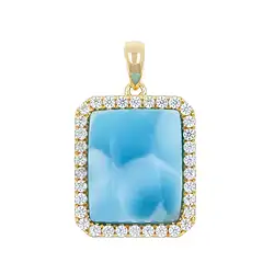 242008250011 Pendente in Larimar, rettangolo (15 x 13 mm), 2,6 cm, Oro 375 | Marco Schreier