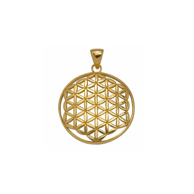 Pendentif Fleur de vie, 3,2cm, argent doré | Marco Schreier