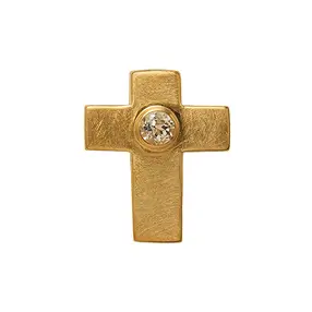 Pendant "Passion Cross" with topaz, gold-plated, frosted, 2.0 cm | Marco Schreier