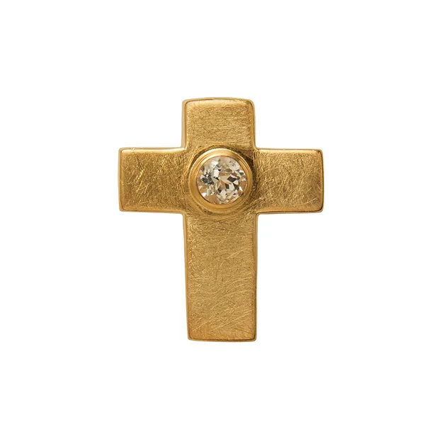Pendant "Passion Cross" with topaz, gold-plated, frosted, 2.0 cm | Marco Schreier