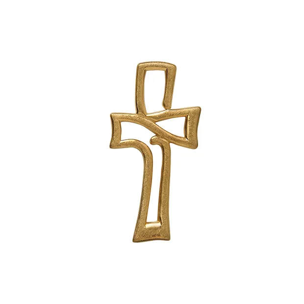 Openwork cross" pendant, gold-plated, frosted, 3.3 cm | Marco Schreier