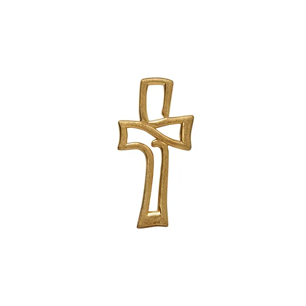 Pendentif "croix ajourée", doré, mat, 3,3cm | Marco Schreier