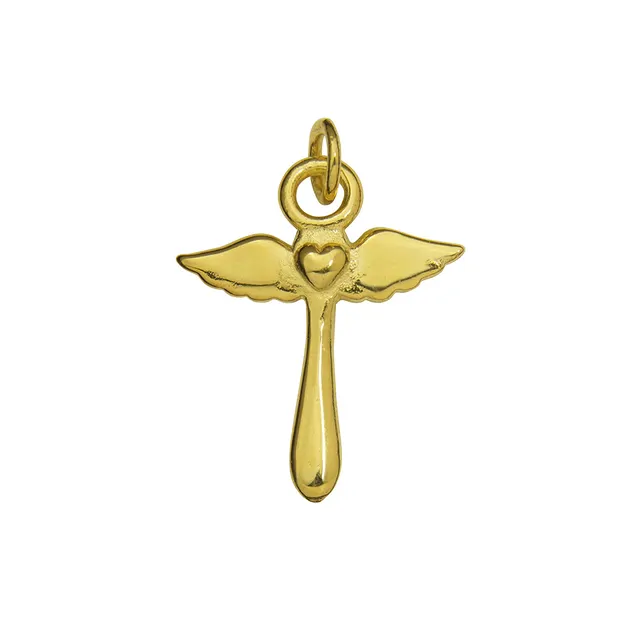 Heart angel cross" pendant, gold-plated, 2.1 cm | gems, healing stones & jewelry