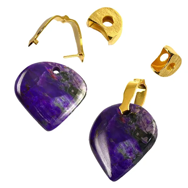 Fiocco intercambiabile per pietre forate anteriori "Classic" argento placcato oro lucido/opaco, 24 x 13 mm (grande) | Marco Schreier