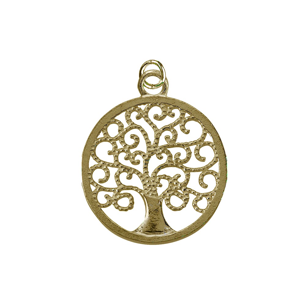 Anhänger Lebensbaum, vergoldet, 2,0cm | Edelsteine, Heilsteine & Schmuck-Handel