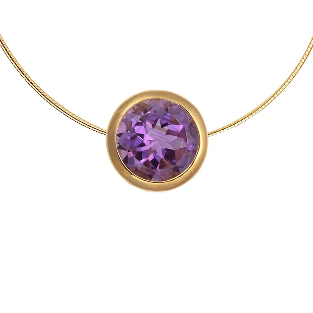 Anhänger Solitär Amethyst (10mm), facettiert, 1,2cm, vergoldet | Marco Schreier