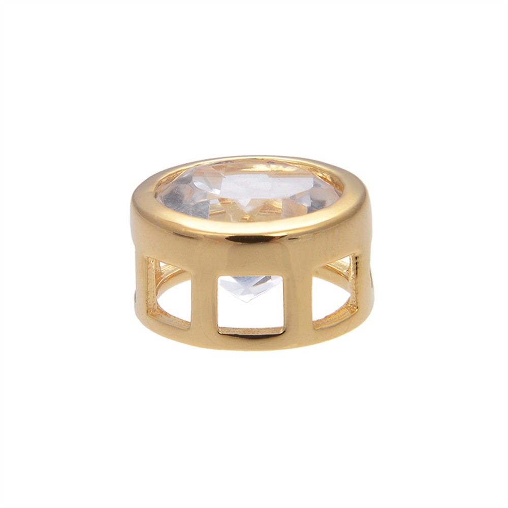 Ciondolo solitario in Cristallo di rocca (10 mm), sfaccettato, 1,2 cm, placcato oro | Marco Schreier