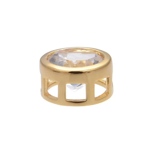 Colgante solitario Cristal de roca (10 mm), facetado, 1,2 cm, chapado en oro | Marco Schreier