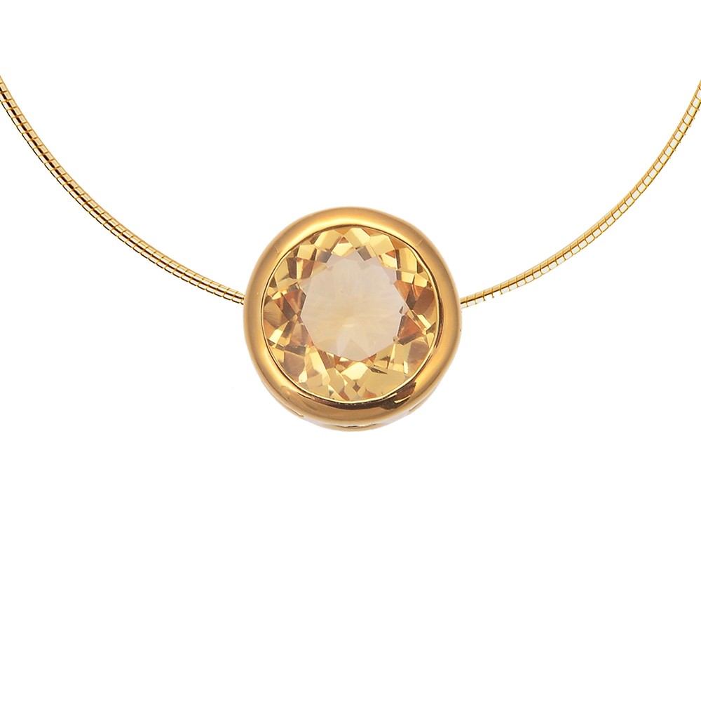 Anhänger Solitär Citrin gebr. (10mm), facettiert, 1,2cm, vergoldet | Marco Schreier