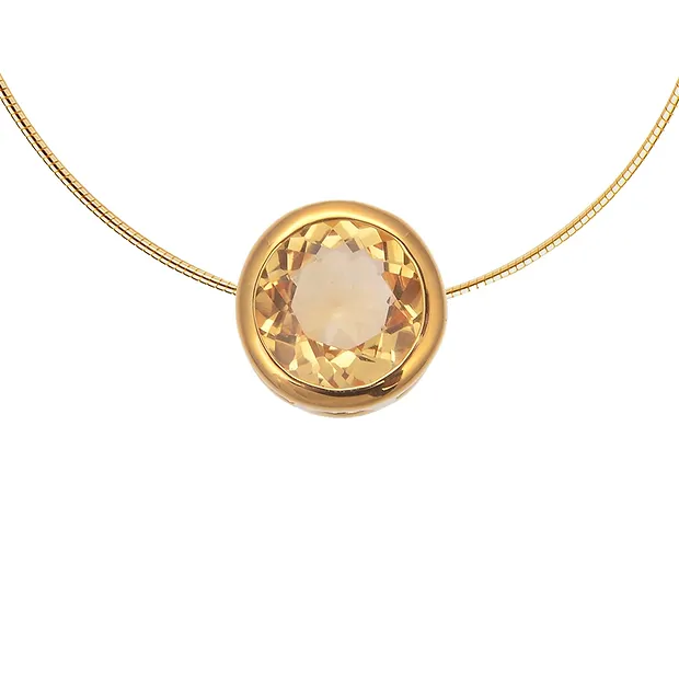 Pendentif Solitaire Citrine (10mm), facetté, 1,2cm, doré | Marco Schreier
