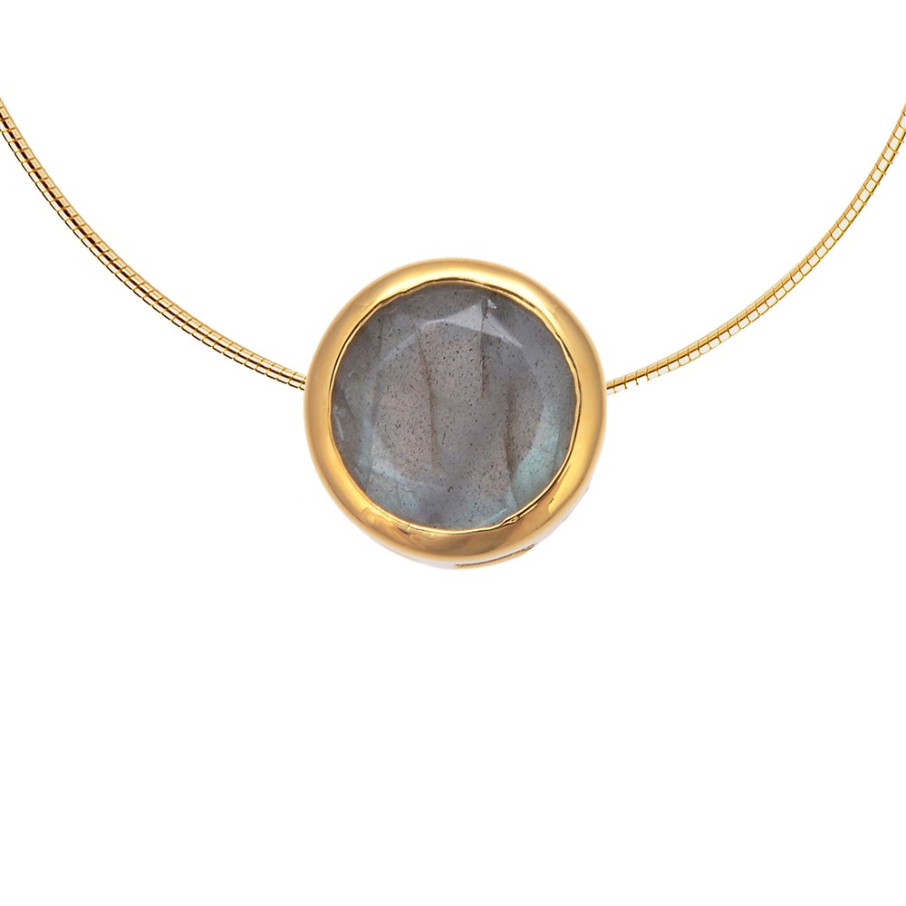 Anhänger Solitär Labradorit dunkel (10mm), facettiert, 1,2cm, vergoldet | Marco Schreier