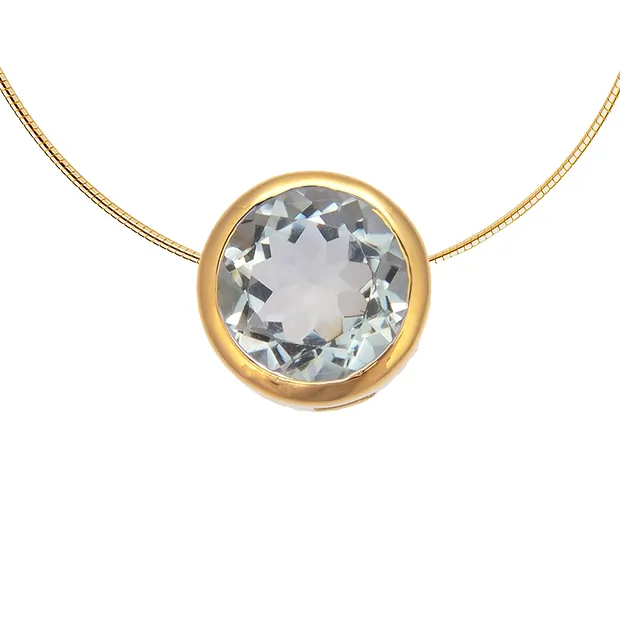 Pendentif Solitaire Prasiolite (10mm), facetté, 1,2cm, doré | Marco Schreier