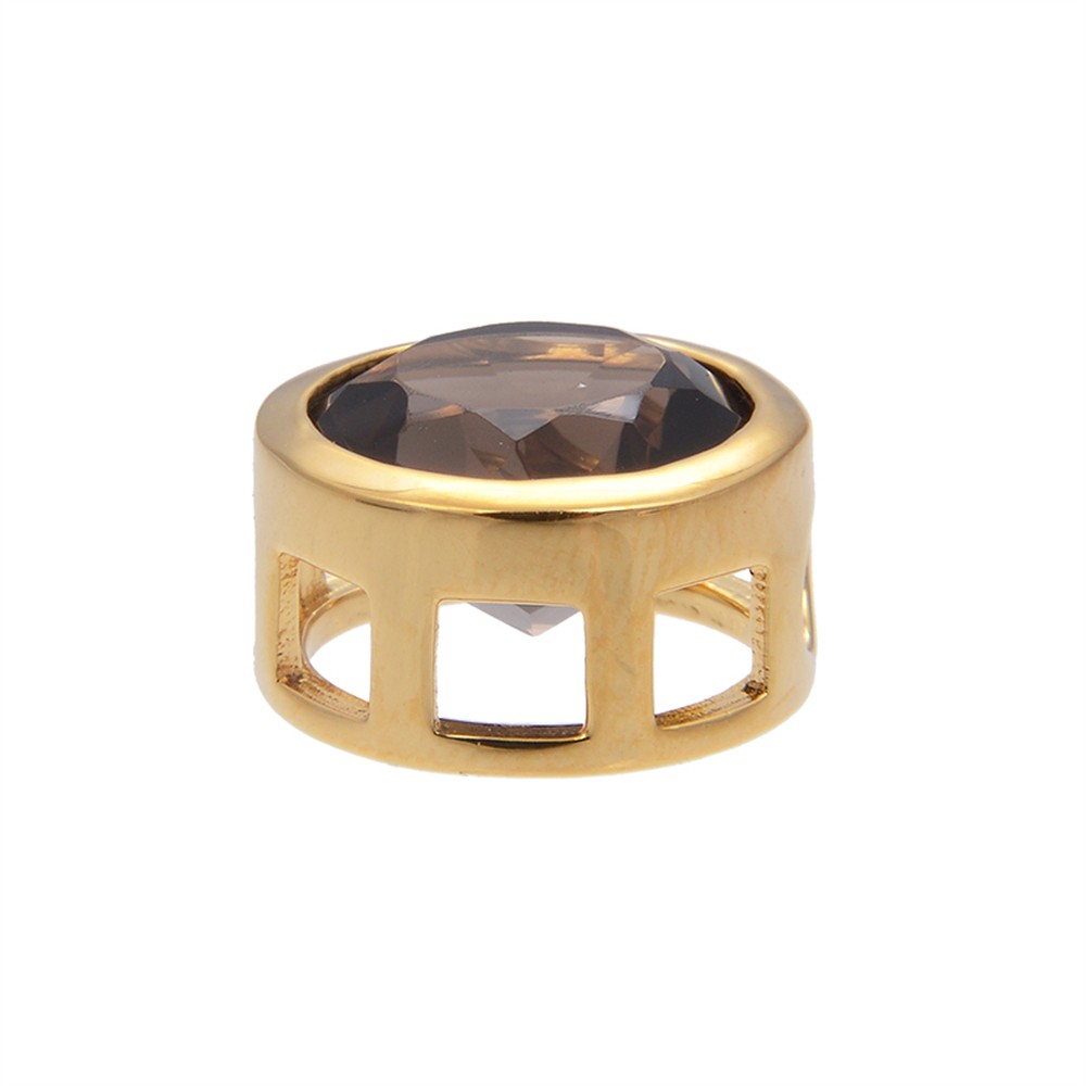 Pendant solitaire Smoky Quartz (10mm), faceted, 1.2cm, gold-plated | Marco Schreier