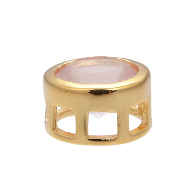 Colgante solitario Cuarzo rosa (10mm), facetado, 1,2cm, chapado en oro | Marco Schreier