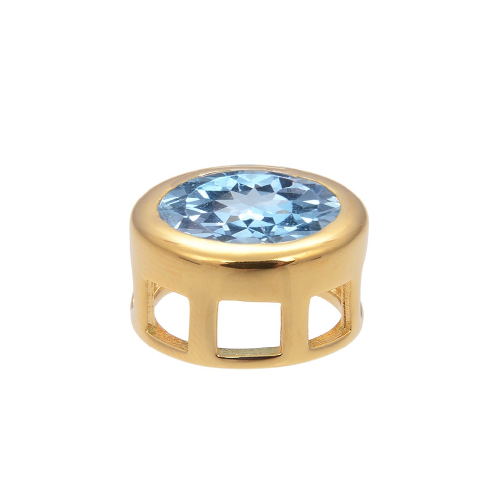 Pendant solitaire Topaz (blue) (10mm), faceted, 1.2cm, gold-plated | Marco Schreier