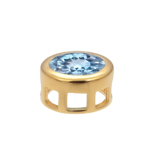 Colgante solitario Topacio (azul) (10mm), facetado, 1,2cm, chapado en oro | Marco Schreier