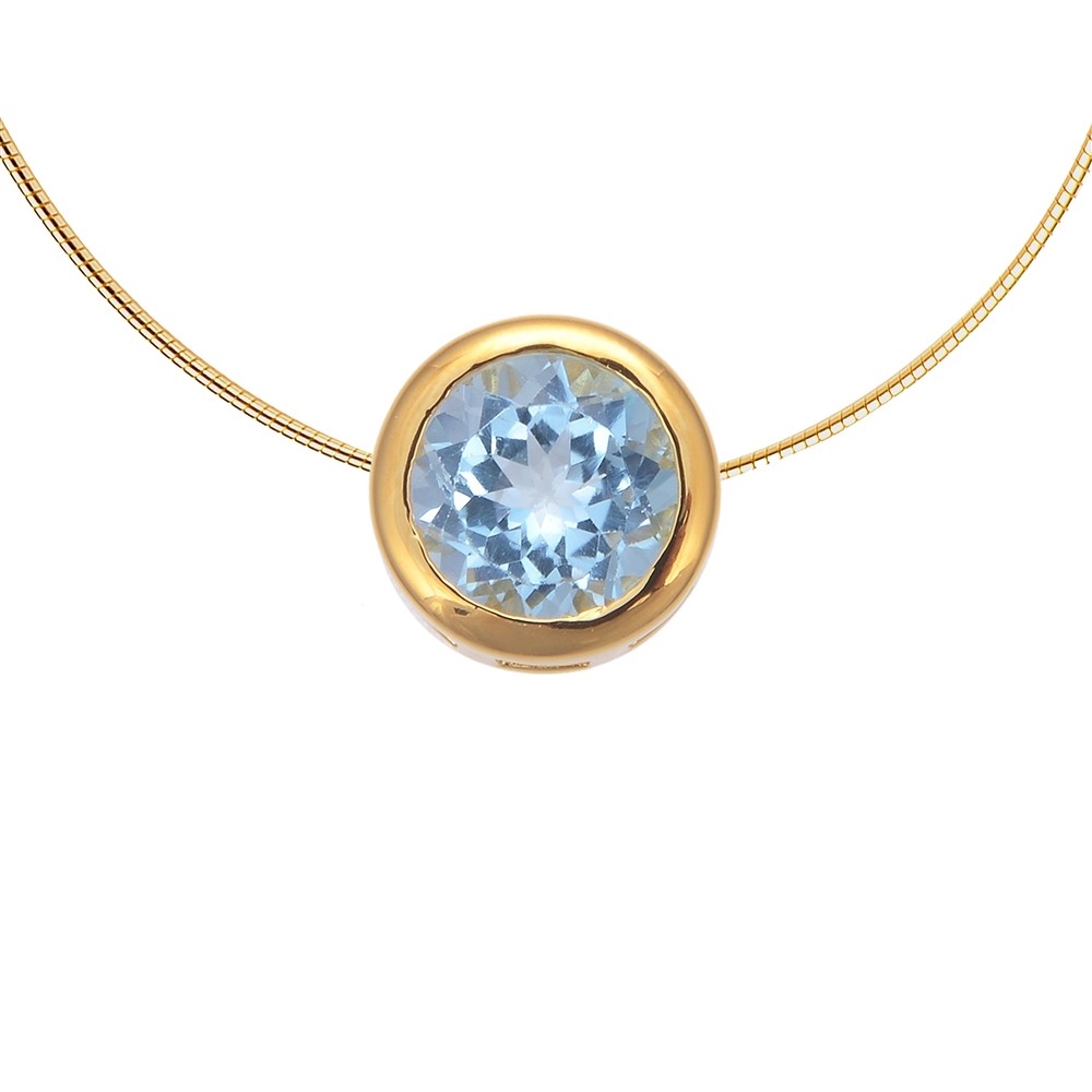 Pendant solitaire Topaz (blue) (10mm), faceted, 1.2cm, gold-plated | Marco Schreier