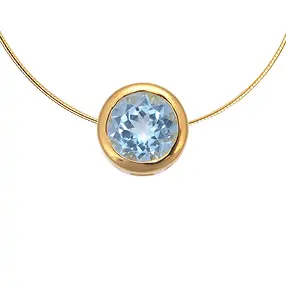 Pendentif Solitaire Topaze bleue, facettée, 1,2cm, doré à l'or fin | Marco Schreier