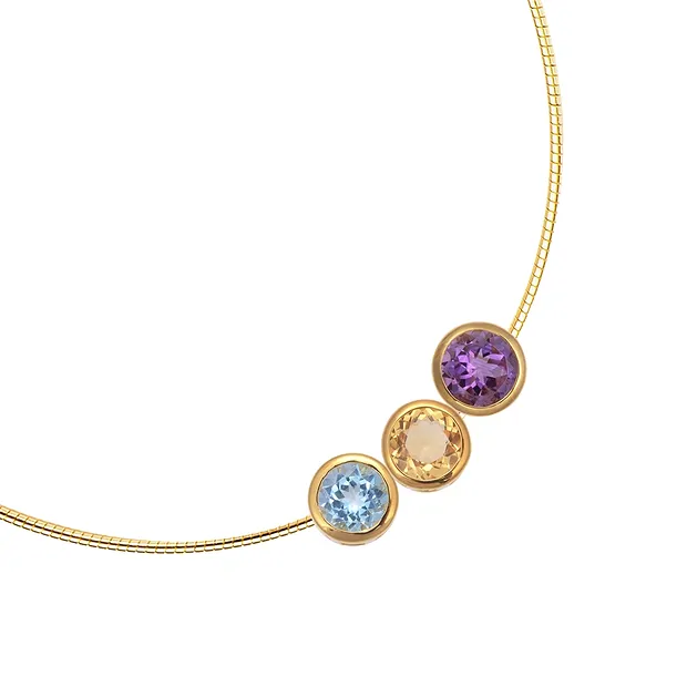 Pendant solitaire Topaz (blue) (10mm), faceted, 1.2cm, gold-plated | Marco Schreier