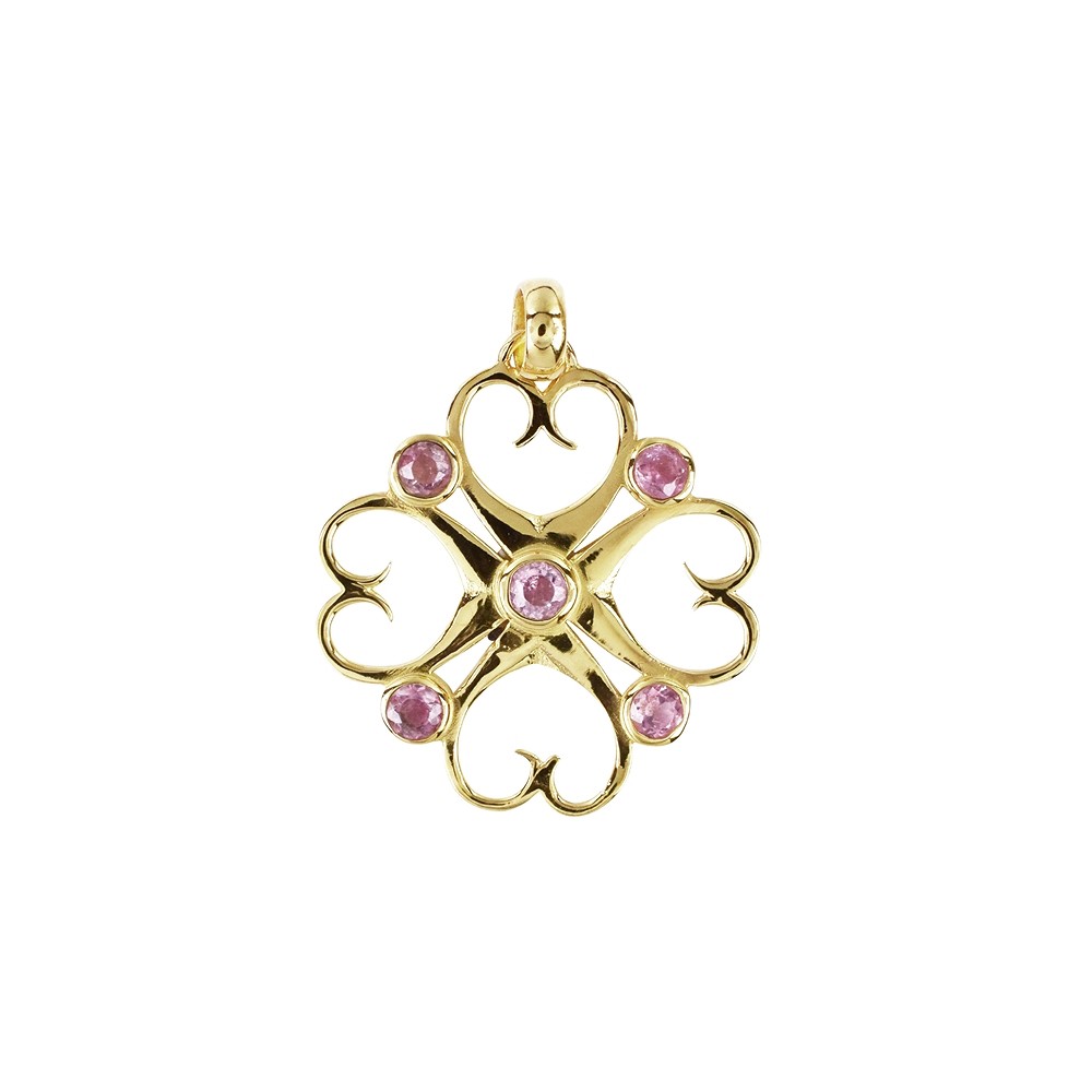 Pendentif "Bonheur du coeur" Tourmaline (rose), 3,5cm, doré | Marco Schreier
