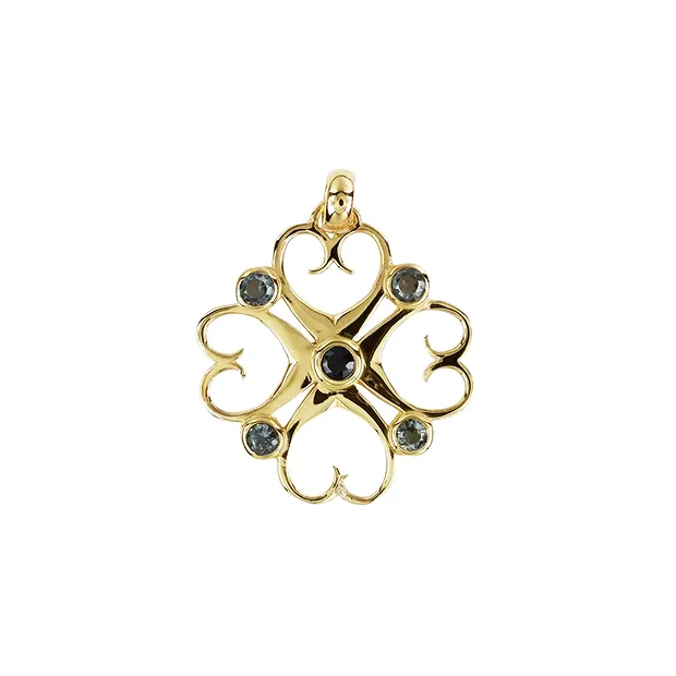 Pendant "Herzglück" Tourmaline (green), 3.5 cm, gold-plated | Marco Schreier