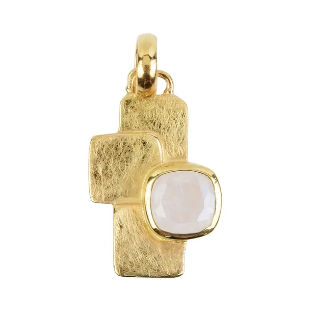 Colgante de labradorita, blanca facetada, 2,8 cm, chapado en oro | Marco Schreier