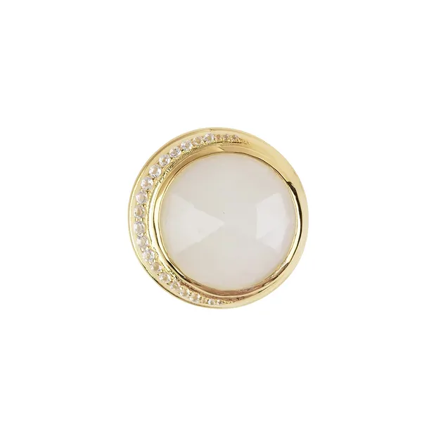 Pendant Moonstone white faceted round, topaz 2.6cm, gold-plated | Marco Schreier