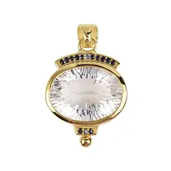 242009210137 Colgante de cristal de roca, talla cóncava ovalada (17 x 13 mm), 2,8 cm, chapado en oro | Marco Schreier