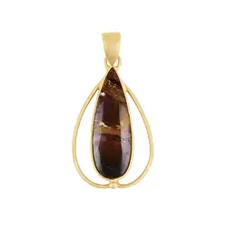 242009210163 Pendant opalized wood with Copper, drop, 4.6 cm, gold-plated | Marco Schreier