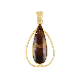 Pendentif bois opalisé avec cuivre, goutte, 4,6cm, doré | Marco Schreier