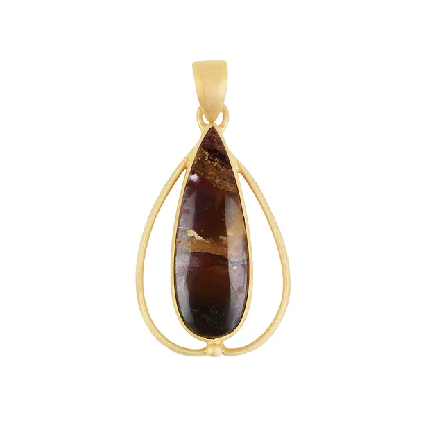 Pendant opalized wood with Copper, drop, 4.6 cm, gold-plated | Marco Schreier