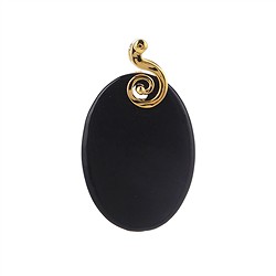 242009210167 Anhänger Schungit (stab.) Oval (34 x 14mm), 4,5cm, vergoldet | Marco Schreier