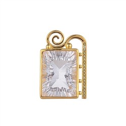 242009210170 Pendentif Cristal de roche, Rectangle avec Péridot, 3,2cm, doré à l'or fin | Marco Schreier