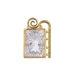 242009210170 Rock Crystal pendant, rectangle with Peridote, 3.2 cm, gold-plated | Marco Schreier