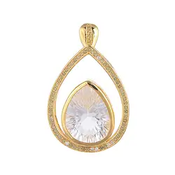 242009210171 Anhänger Bergkristall, Tropfen mit Peridot, 3,5cm, vergoldet | Marco Schreier