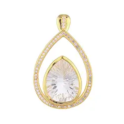 242009210173 Pendentif Cristal de roche, Goutte avec Topaze, 3,5cm, doré à l'or fin | Marco Schreier
