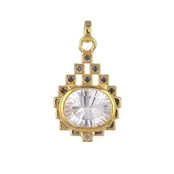 242009210175 Rock Crystal pendant, oval with Sapphire, 2.7 cm, gold-plated | Marco Schreier