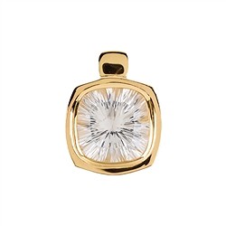 242009210201 Anhänger Bergkristall-Cusion facettiert (Concave Cut), 3,5cm, vergoldet | Marco Schreier