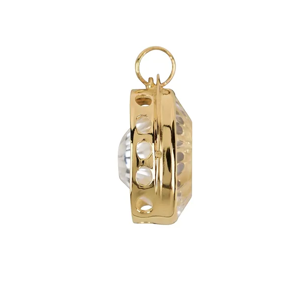 Pendente in Cristallo di rocca, ovale, 2,8 cm, placcato oro, taglio concavo | Marco Schreier