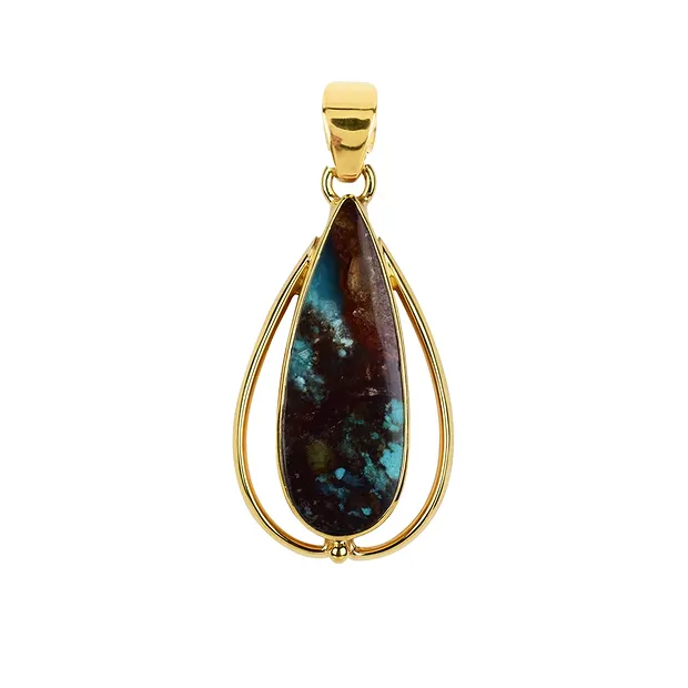 Pendentif bois opalisé avec cuivre, goutte, 4,2cm, doré | Marco Schreier