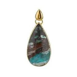 242009210232 Pendant opalized wood drop, 5.4 cm, gold-plated | gems, healing stones & jewelry