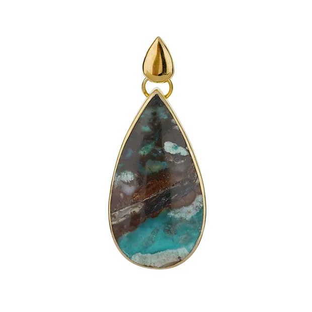 Pendentif bois opalisé goutte, 5,4cm, doré | Marco Schreier