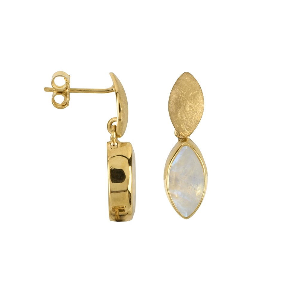 Ciondolo Labradorite (bianca) Navette, Peridoto, 4,0 cm, placcato oro | Marco Schreier