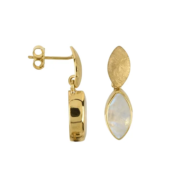 Pendentif Labradorite (blanche) Navettes, Péridot, 4,0cm, doré à l'or fin | Marco Schreier