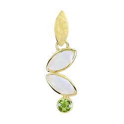 242009210280 Colgante Navette de Labradorita (blanca), Peridoto, 4,0 cm, chapado en oro | Marco Schreier