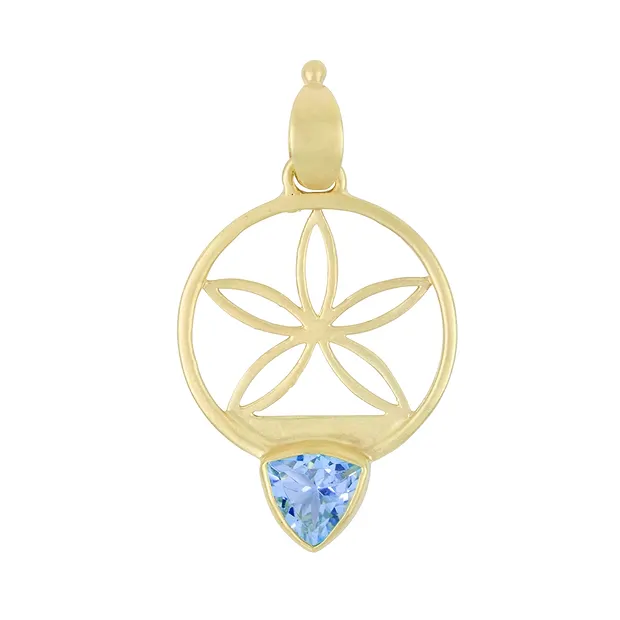 Ciondolo Topazio (blu) trillion, fiore, 4,8 cm, placcato oro | Marco Schreier