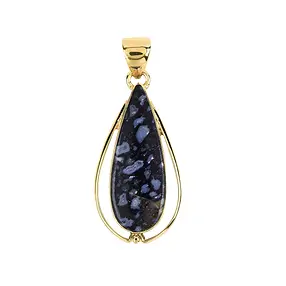 Petrified Palm Wood drop pendant, 4.4 cm, gold-plated | Marco Schreier