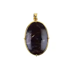242009210325 Anhänger Prärie-Achat (Pflanzenfossil) oval, 5,2cm, vergoldet | Marco Schreier