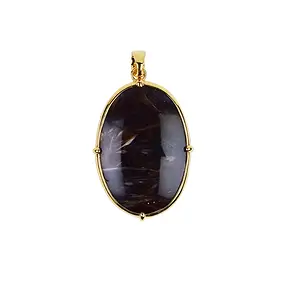 Anhänger Prärie-Achat (Pflanzenfossil) oval, 5,2cm, vergoldet | Marco Schreier